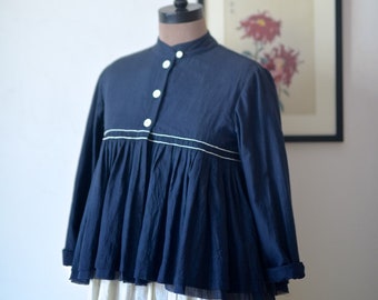 Medium-Dublin, Pure Khaadi Flared Jacket with Hand Embroidery ~ Navy