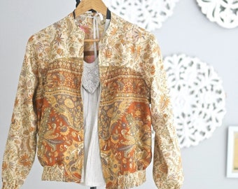 Small, Neerja Blouson Jacket Style Silk Bomber, Up Cycled