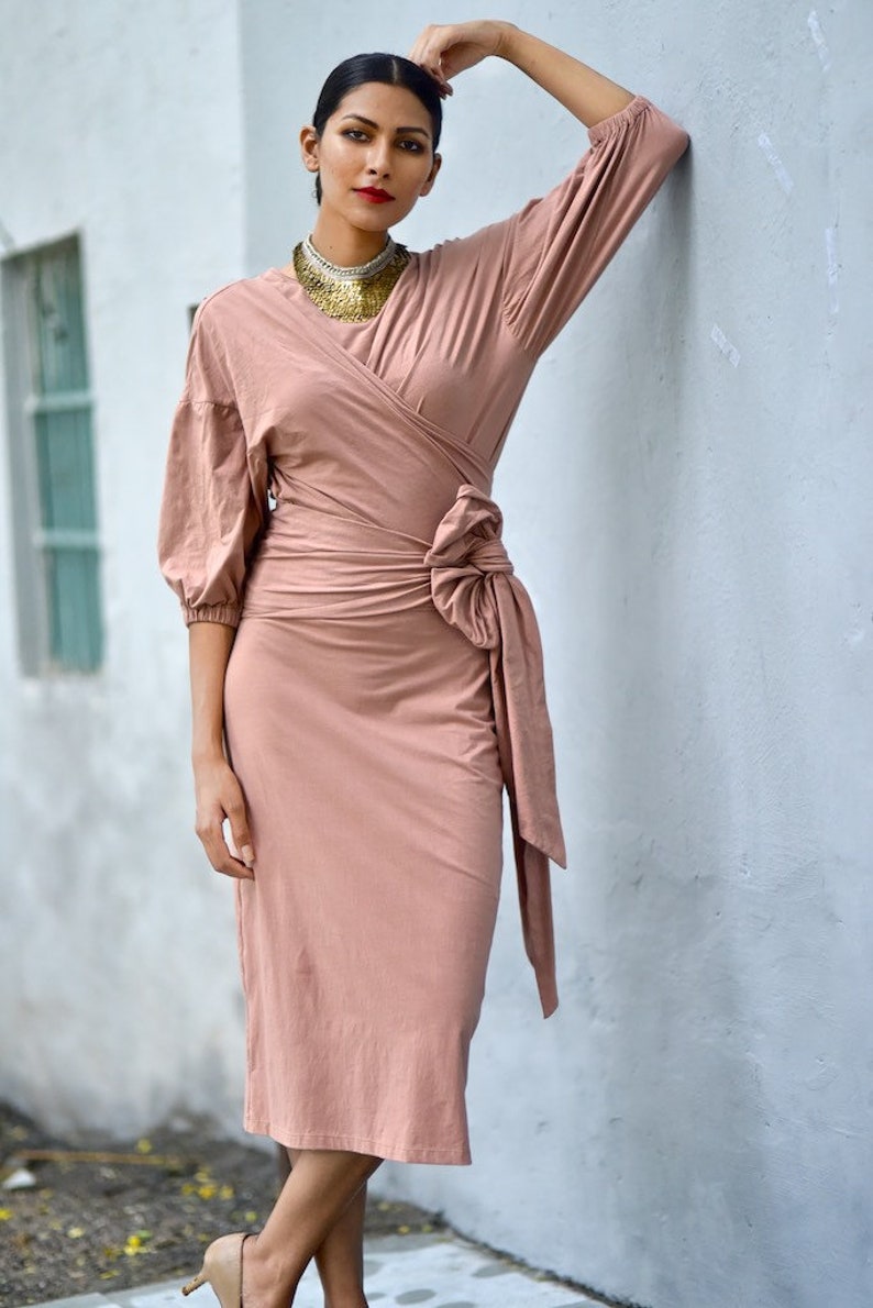 Lagos Organic Cotton Long Dress With Wrap Blouse in Dusty - Etsy