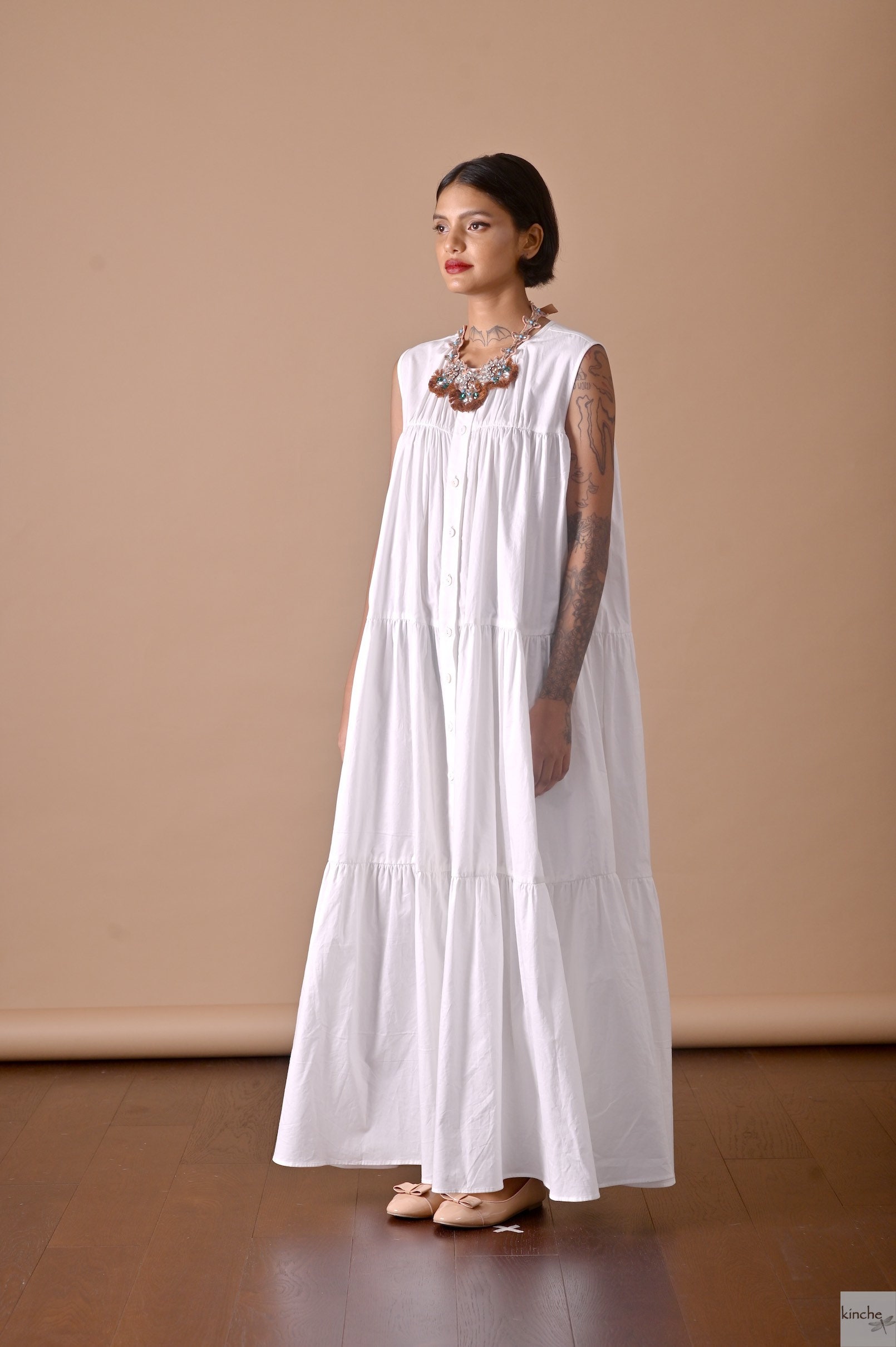 TIERED LONG SHIRT DRESS PRETTY AS A POPPY