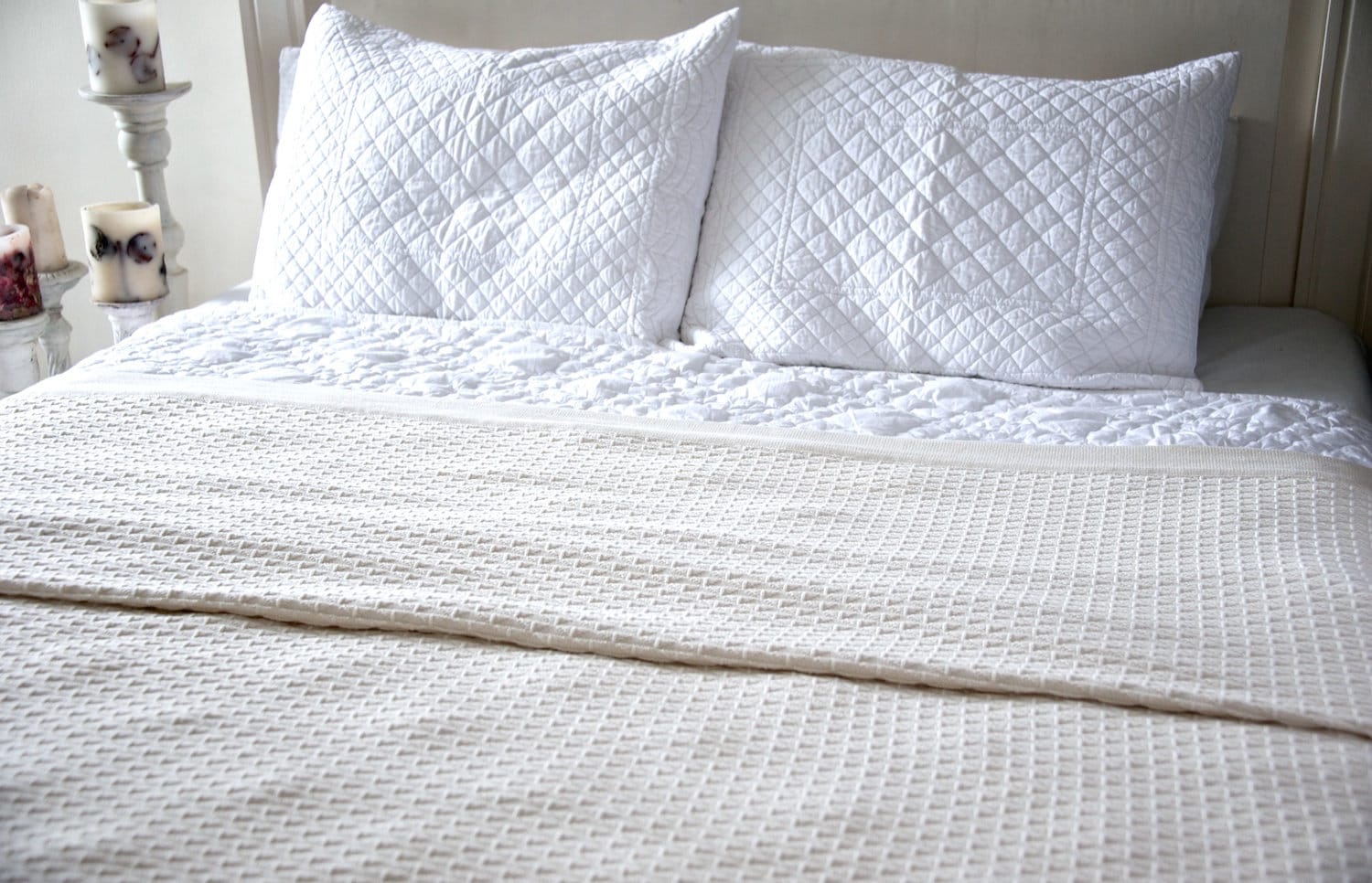 Couverture King Size en Coton Tricoté de Style Shabby Chic