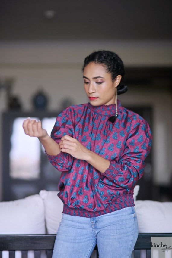 Silk shop blouson top