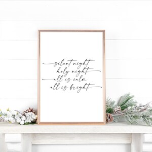 Silent Night Printable | Silent Night Holy Night Wall Decor | 8x10, 16x20 JPG and PDF | Christmas Hymn Printable | Christmas Quote Print