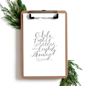 O Święta Noc Boże Narodzenie Wydruk, Handlettered, Wydruk Bożonarodzeniowy, O Święta Noc Gwiazdy Jasno Świecą, Wydruk, Handlettered