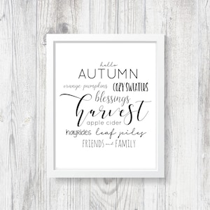 Fall Printable, Fall Words, Hello Fall, Hello Autumn, Autumn Printable Words, Fall Quotes, 8x10, 8x5x11, October, Harvest, Fall Words
