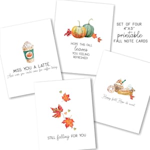 Druckbare Herbst Note Karten | Satz von vier 4 &quot;x 5&quot; Karten | Druckbare Pun Karten | Herbst Puns | Druckbare Note Karten | Freundschaft | Saisonale