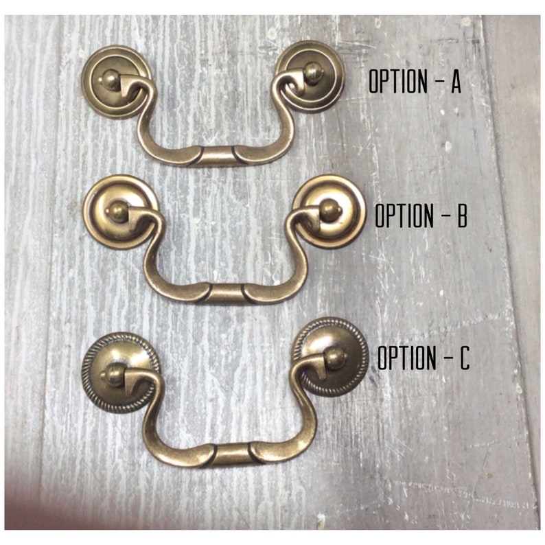 ANTIQUE Drawer Pull SOLID Brass Bail /& 3 Washer End Options KBC
