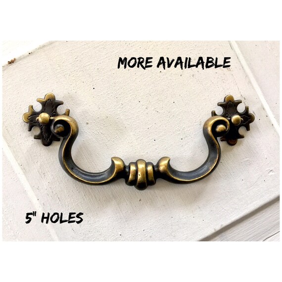 Drawer Pull Vintage Keeler Brass Bail Ends Gorgeous Black Etsy