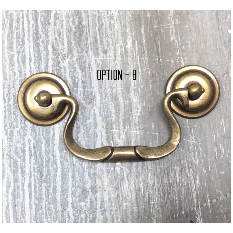 ANTIQUE Drawer Pull SOLID Brass Bail /& 3 Washer End Options KBC