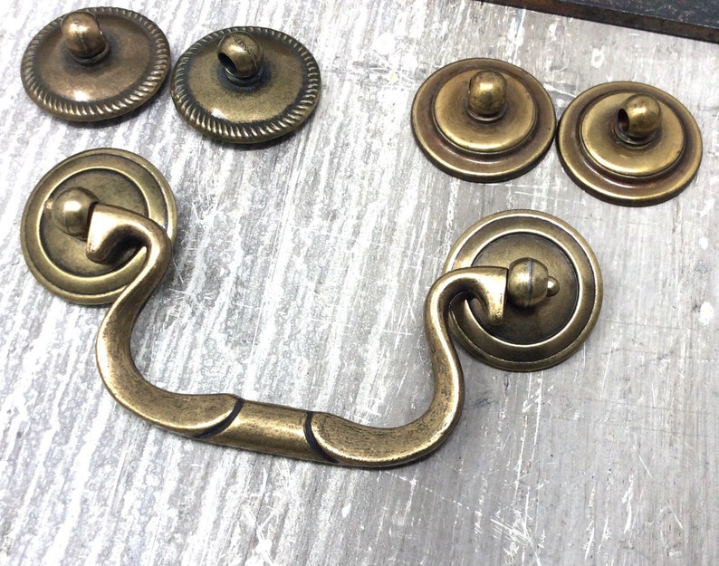 ANTIQUE Drawer Pull SOLID Brass Bail /& 3 Washer End Options KBC