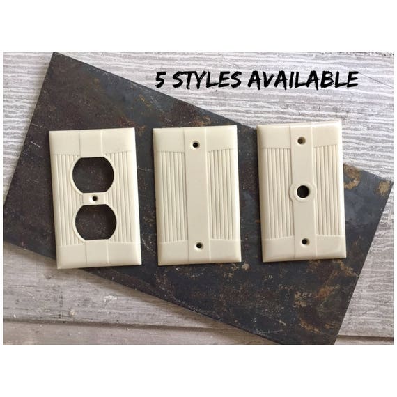 NOS Vintage ART DECO IVORY Bakelite Switch Wall Plate Cover Mid Century SCREWS