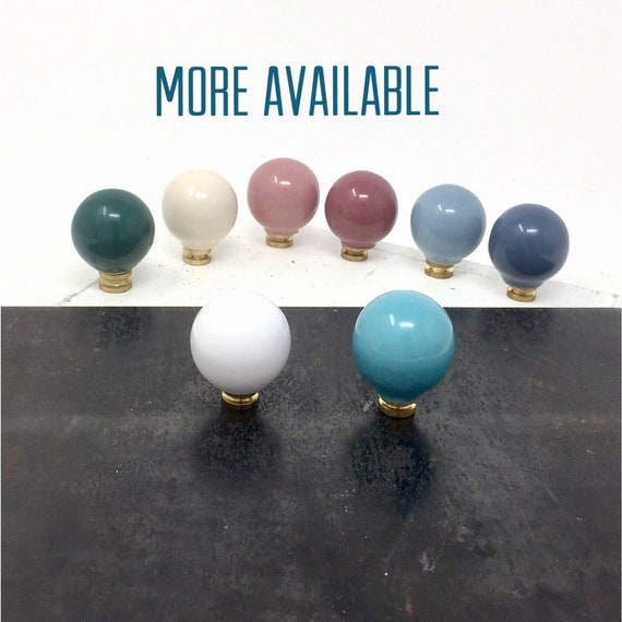 Vintage Ceramic Ball Drawer Door Knob On Brass Base 8 Colors Etsy