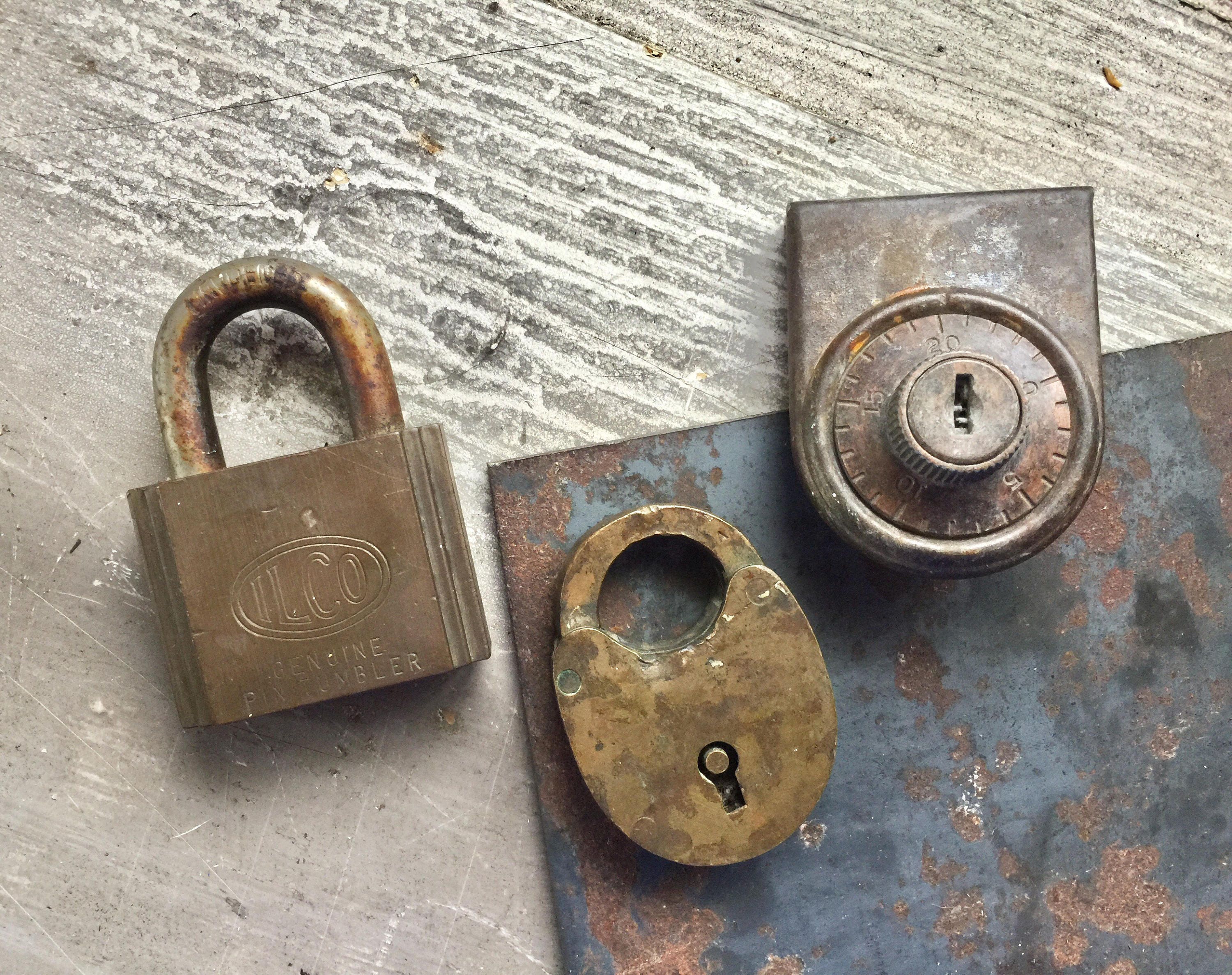3 Antique Padlocks SOLID BRASS Combination Locks No Keys Etsy