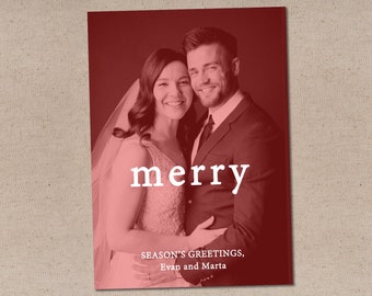 Printable or Printed Holiday Card // Ruby Red Holiday Photo Card // 5x7 Flat Holiday Card