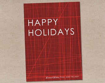 Printable or Printed Holiday Card // Red Tinsel Non-Photo // 5x7 Flat Holiday Card