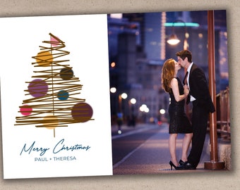 Printable or Printed Holiday Card // Christmas Tree Holiday Photo Card // 5x7 Flat Holiday Card