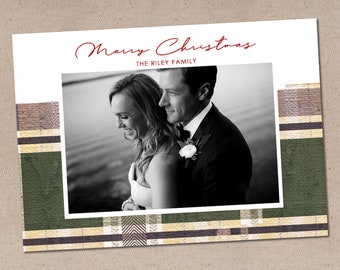 Printable or Printed Holiday Card // Tartan Photo Holiday Card // 5x7 Flat Holiday Card