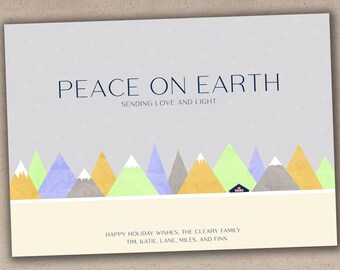 Printable or Printed Holiday Card // Nordic Landscape Non-Photo // 5x7 Flat Holiday Card