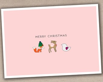 Printable or Printed Holiday Card // Animal Folly Non-Photo // 5x7 Flat Holiday Card