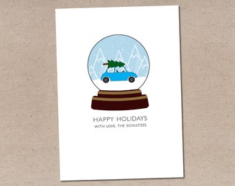 Printable or Printed Holiday Card // Snow Globe Non-Photo // 5x7 Flat Holiday Card