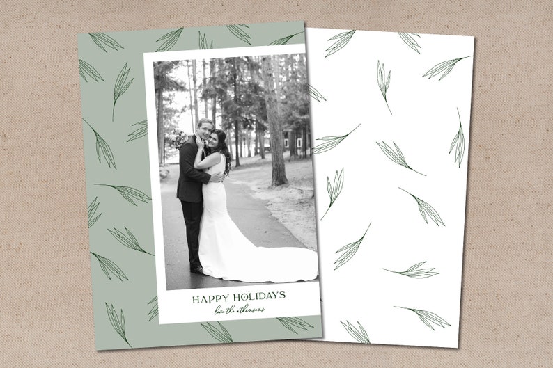 Printable or Printed Holiday Card // Winter Botanical Photo Holiday Card // 5x7 Flat Holiday Card image 2