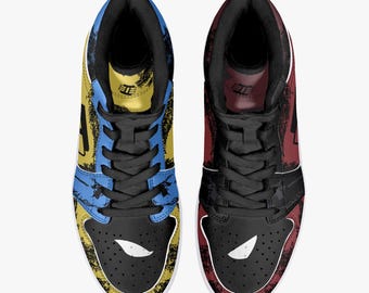 Deadpool and WolverineInspired High-Top Leather Sneakers - Black