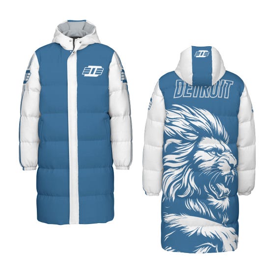 D313 Detroit Lions Inspired All-over Print Unisex Long Down Jacket