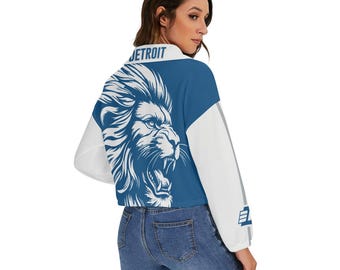 Detroit D313. Detroit Lions Inspired, All-Over Print Women&#39;s Spring/Summer Zip Jacket