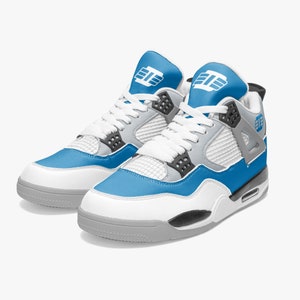 Detroit 313. Op Detroit Lions geïnspireerde basketbalsneakers: blauw, wit, grijs, zwart
