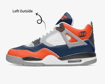 Detroit 313. Detroit Tigers Inspired - Basketball Sneakers - Blue Black Orange White Gray