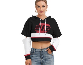 Detroit 313 Dark Metal All-Over Print Women&#39;s Heavy Fleece Hoodie With Hollow Out Sleeve