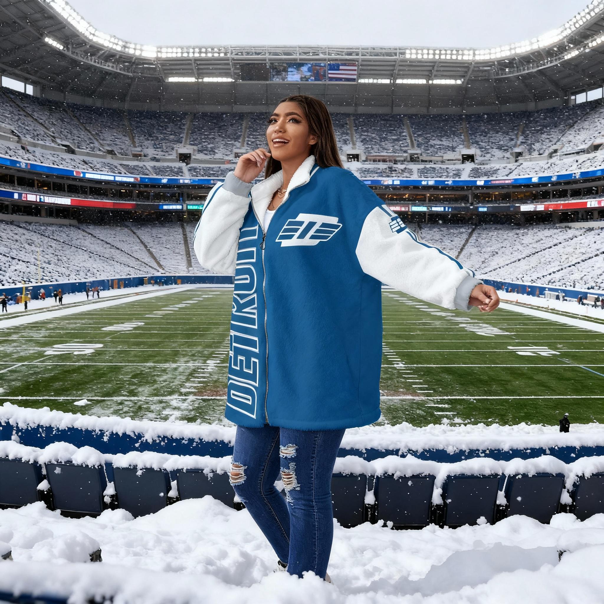 D313 Detroit Lions Inspired All-over Print Unisex Borg Fleece