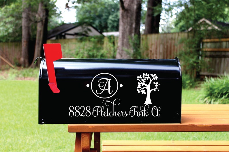 Custom Vinyl Tree Initial Planet Eco Friendly Nature Mail Box Address Numbers Cover Mailbox Decal Set of 2
