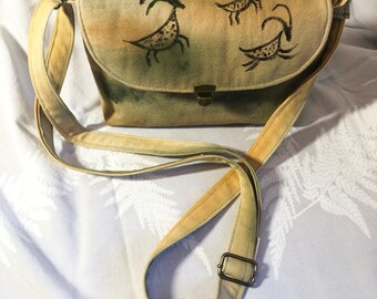 Southwest Collection- Pouch Style bag, hand-painted, custom-made canvas cross-body bag. Includes an outside and inside pocket.