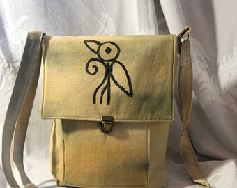 Southwest Collection- Messenger Style bag, hand-painted, custom-made canvas cross-body bag. Includes an outside and inside pocket.