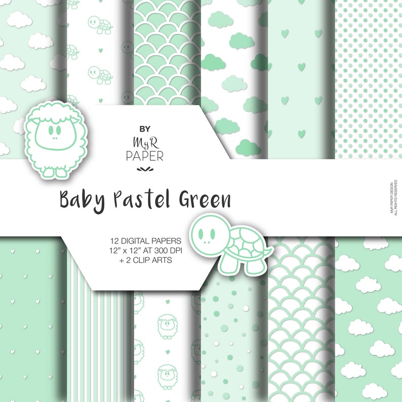 New Baby Digital Paper 2 Clipart: Baby Pastel image 1