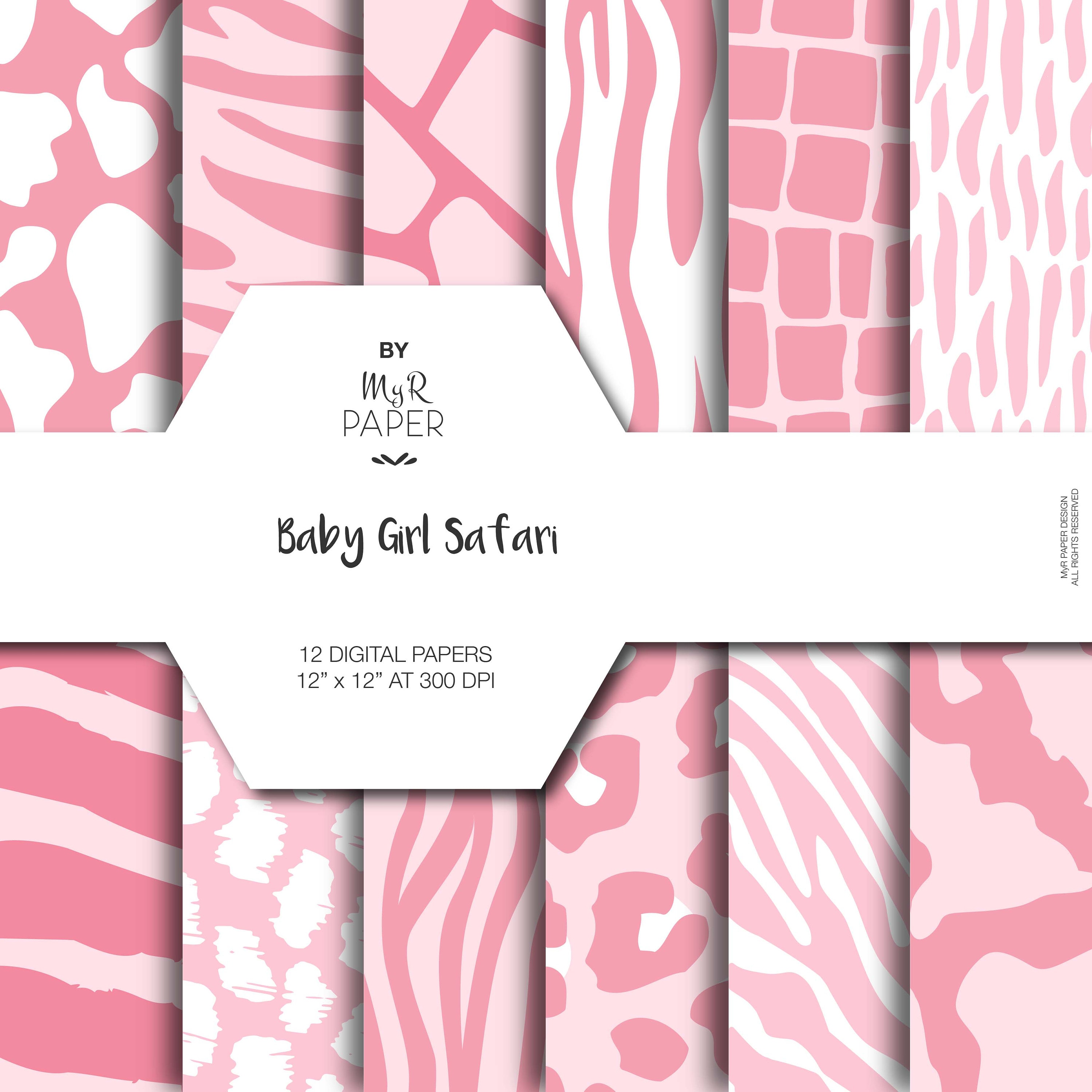Download Animal Digital Paper Baby Girl Safari Printable Etsy