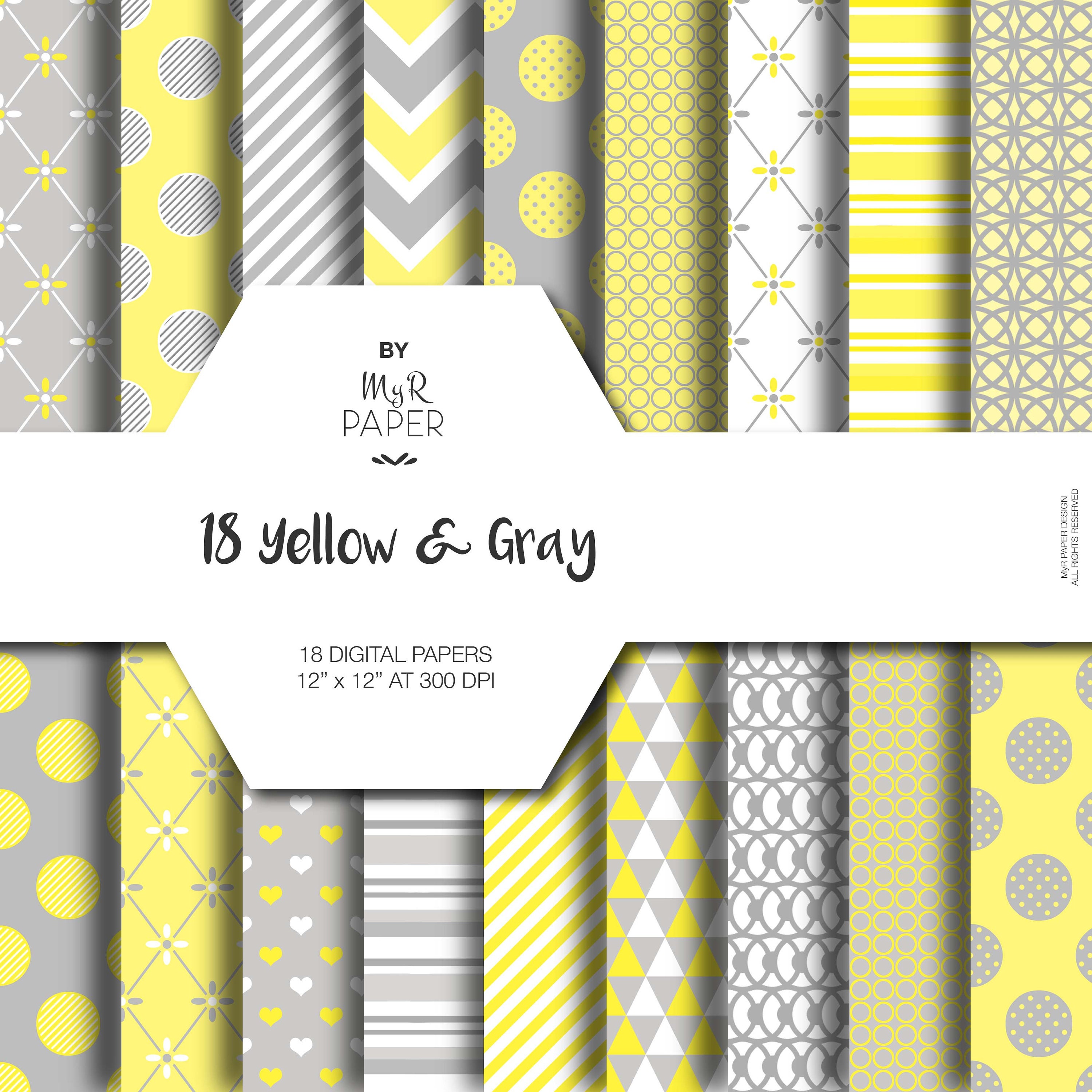 Download Paper Pack Gray Scrapbook Paper Web Design Yellow Paper Background Commercial Use Yellow Gray Digital Paper Scrapbooking Papercraft Tripod Ee