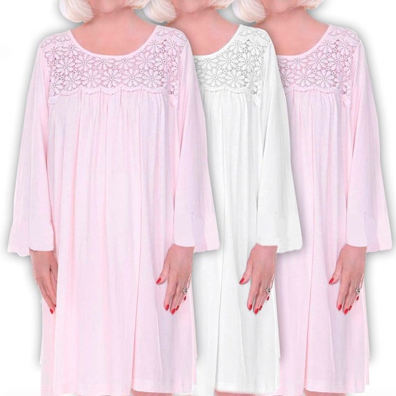 Long sleeve nightdress elderly hotsell