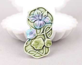 Broche florale victorienne édouardienne de style Art nouveau / Jugendstil des années 1970