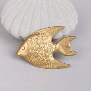 50s 60s Mid-Century Gold Tropical Fish Brooch