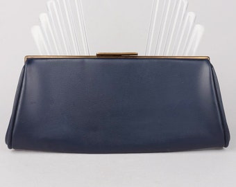 VTG jaren 1960 jaren '70 donkerblauwe clutch portemonnee