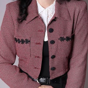 VTG Red White Black Cropped Jacket | S-(M)