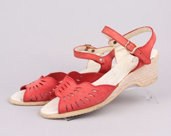 Red Handmade in Spain Wedge Sandals | 39EU (6UK)