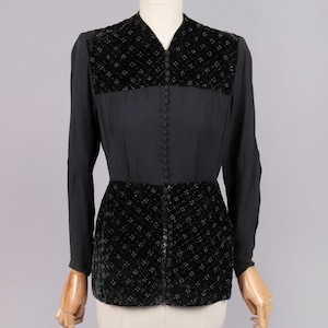 VTG 1940s Velvet Rayon Button Jacket | XS-S