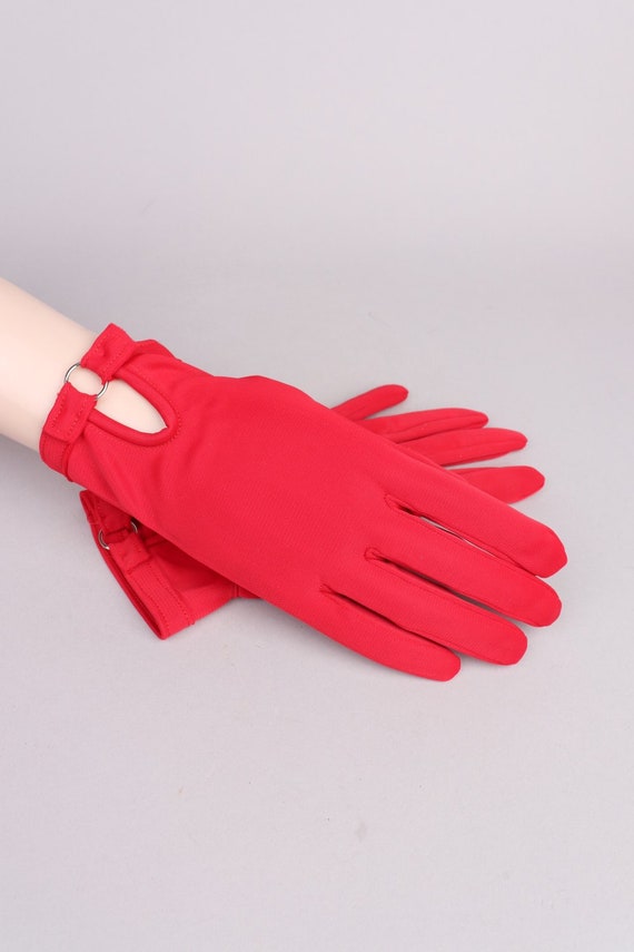 Vtg 1960s Fuchsia Pink Wrist Gloves | 7.5 (M) - image 1