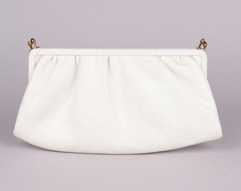 VTG 1960s White Leather Clutch Bag