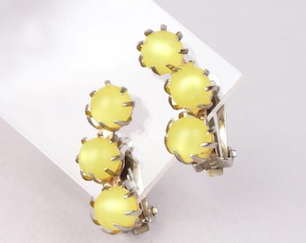 1960s Yellow Moonglow Lucite Clip-On Earrings