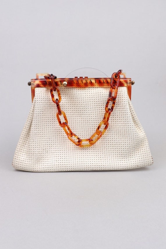 Vtg 50s -60s Lucite Tortoise Chain Link Bag
