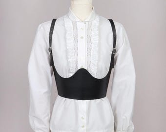 VTG witte blouse met ruches en lange mouwen | S-(M)